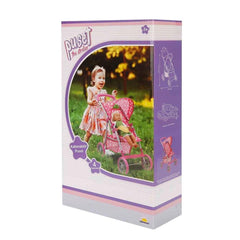 0664 Polka Dot Patterned, 4 Wheeled and Canopy Toy Stroller - Sunman