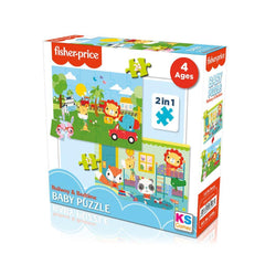 13406 KS Fisher-Price Baby Puzzle - Chemin de fer et heure du coucher / Puzzle 12+24 pièces / +4 ans