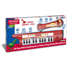 Nessiworld 24 Key Electronic Microphone Illuminated Organ Set Red
