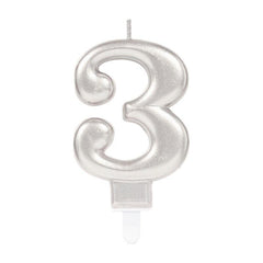 3 Number Candle Silver Color