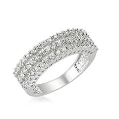 Silver 3 Row Half Round Women's Ring