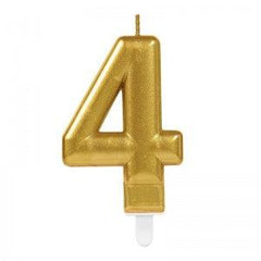 4 Number Candle Gold Color