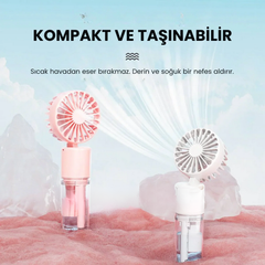 Meanyou 3’ü 1 Arada Şarjlı El Tipi Soğutucu Fan – Spreyli Nemlendirici Boyun Askılı Mini Taşınabilir Klima Fanı