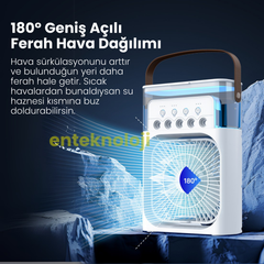 Meanyou 4’ü 1 Arada Taşınabilir Mini Klima Fanı – Nemlendirici, Gece Lambalı Sessiz Soğutucu USB Şarjlı, 3 Hız Ayarı, Kompakt Tasarım