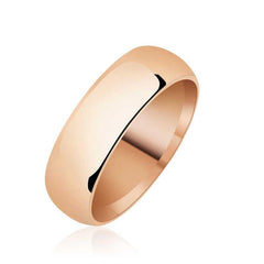 6 mm Flat Domed Rose Silver Wedding Ring