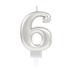 6 Number Candle Silver Color