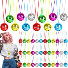 Nessiworld 70's 80's and 90's Themed Disco Ball Necklace Set of 6 Pieces