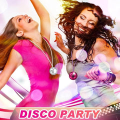 Nessiworld 70's 80's and 90's Themed Disco Ball Necklace Set of 6 Pieces