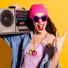 Nessiworld 70's 80's and 90's Themed Disco Ball Necklace Set of 6 Pieces