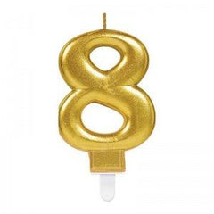 8 Number Candle Gold Color