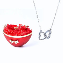 Meanyou Ebedi Sadakat Gül Kutusu ve Kişiye Özel Kolye