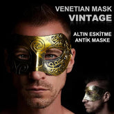 Masque facial antique Nessiworld doré - Masque de bal de style antique