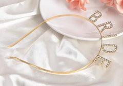 Nessiworld Gold Gold Color Bachelorette Crystal Stone Bride Crown Imported 16x10 cm