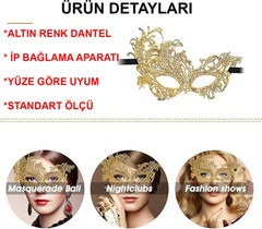 Masque en dentelle couleur or Nessiworld Masque de fête en dentelle n° 16