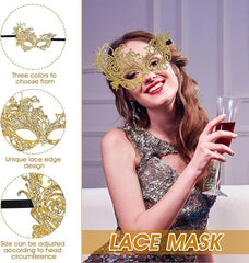 Masque en dentelle couleur or Nessiworld Masque de fête en dentelle n° 16