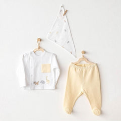 Nessiworld Andywawa AC25807 Side Snap Set Little King 3-Piece Zıbın Set Yellow