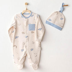Nessiworld Andywawa AC25919 Romper Hat Set Dino Baby Jumpsuit Set Beige