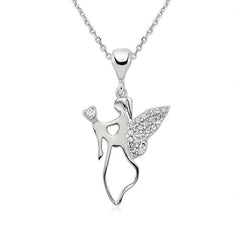 Silver Angel Mom Necklace for Women