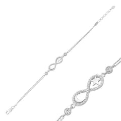 Bracelet femme argent lune étoile infini