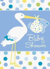 Nessiworld Baby Boy Stork Themed Blue Color Baby Shower Invitation 8 Pieces