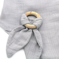 Nessiworld Wooden Teether Crepe Muslin Bib 736 Gray