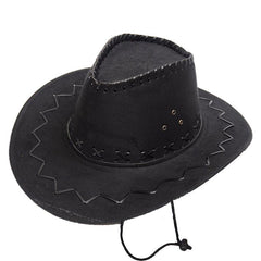 NessiWorld Lace-Up Child Nubuck Suede Cowboy Hat Black Color