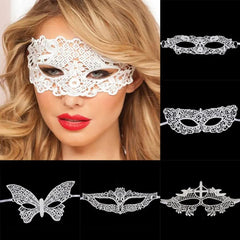Nessiworld White Color Lace Cut Lace Embroidered Prom Party Mask No. 1