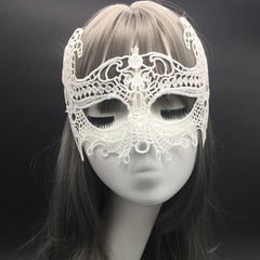 Nessiworld White Color Lace Cut Lace Embroidered Prom Party Mask No. 1