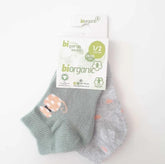 Nessiworld Nessiworld Bibaby Biorganic Cat 2-Pack Age Booties Socks 68427 Mint Gray