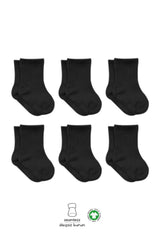 Nessiworld 6-Pack Combed Cotton Plain Socks BS6008 Black