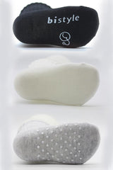 Nessiworld Bistyle Basic Kaymaz Penye Soket Çorap 3'Lü BS10106 Siyah Ekru Gri