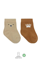 Nessiworld Bistyle Bear Combed Cotton Socks 2-Piece BS10116 Beige