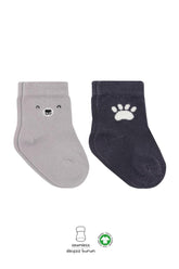 Nessiworld Bistyle Bear Combed Cotton Socks 2-Pack BS10116 Gray