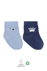 Nessiworld Bistyle Bear Combed Cotton Socks 2-Pack BS10116 Blue