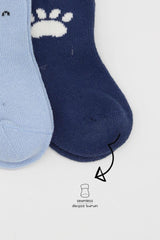 Nessiworld Bistyle Bear Combed Cotton Socks 2-Pack BS10116 Blue