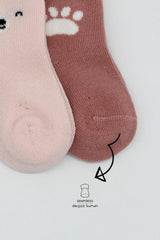 Nessiworld Bistyle Bear Combed Cotton Socks 2-Pack BS10116 Pink