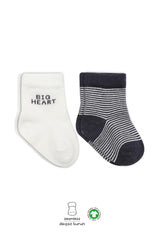 Nessiworld Bistyle Big Heart Combed Cotton Socks 2-Pack BS10117 Anthracite