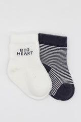 Nessiworld Bistyle Big Heart Combed Cotton Socks 2-Pack BS10117 Anthracite