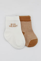 Nessiworld Bistyle Big Heart Combed Cotton Socks 2-Pack BS10117 Mustard