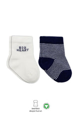 Nessiworld Bistyle Big Heart Combed Cotton Socks 2-Pack BS10117 Navy Blue