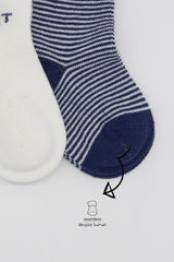 Nessiworld Bistyle Big Heart Combed Cotton Socks 2-Pack BS10117 Navy Blue