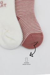 Nessiworld Bistyle Big Heart Penye Soket Çorap 2'Li BS10117 Pudra