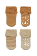 Nessiworld Bistyle Non-Slip Towel Socks with Circle 2 BS10503 Beige-Mustard