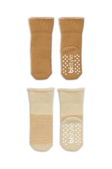 Nessiworld Bistyle Non-Slip Towel Socks with Circle 2 BS10503 Beige-Mustard