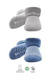 Nessiworld Bistyle Non-Slip Towel Socks with Circle 2 BS10503 Indigo Gray
