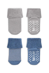 Nessiworld Bistyle Non-Slip Towel Socks with Circle 2 BS10503 Indigo Gray