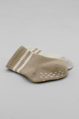 Nessiworld Bistyle Non-Slip Hoop Socks 2-Pack BS10125 Beige-Ecru