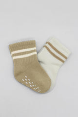 Nessiworld Bistyle Non-Slip Hoop Socks 2-Pack BS10125 Beige-Ecru