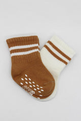 Nessiworld Bistyle Non-Slip Hoop Socks 2-Pack BS10125 Ecru Mustard