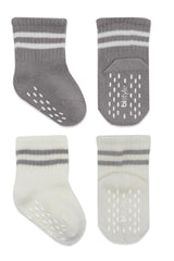 Nessiworld Bistyle Non-Slip Hoop Socks 2-Pack BS10125 Gray Ecru